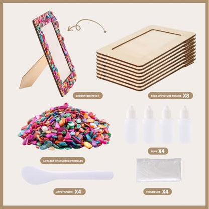 8 Packs DIY Mosaic Frame Craft Kit for 4*6 Photo,Wooden Picture Frames Kit - Image 3