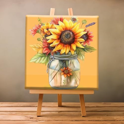 Natuyalo Framed Paint by Number Kits for Adults Beginners, Sunflower in Vase Easy Acrylic Adult Paint by Number Kits, Flowers DIY Painting by Numbers Kits with Frame Ideal Gift 12x12 Inch - Image 2