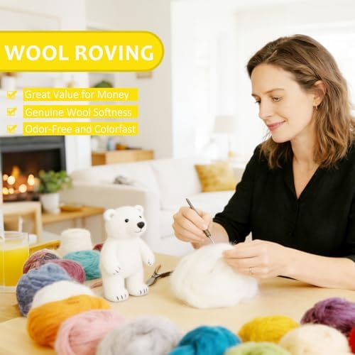 3.4oz Needle Felting Wool Cartoon Yellow for DIY Needle Craft Enthusiasts - Image 4