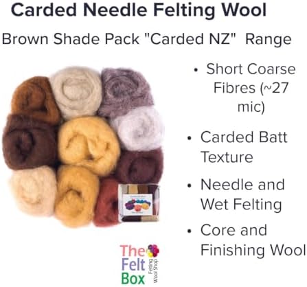 The Felt Box Needle Felting Wool Carded Batts Shade Pack 100 Grams 3.5 Oz -Brown - Image 2