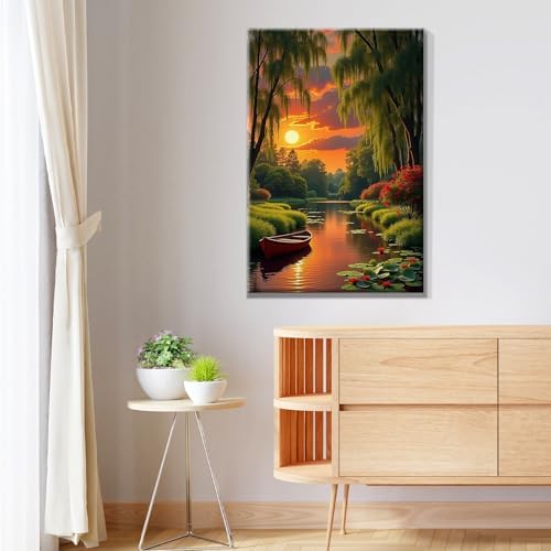JOOZ Landscape Paint by Numbers Kit for Adults with Frame Sunset Paint by Number with Easel Boat Adult Paint by Number Kits Framed Canvas Boat Oil Painting Kits for Home Wall Decor 8x12 Inch - Image 7