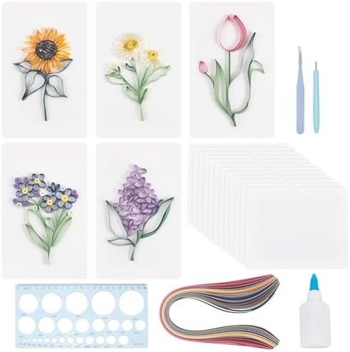 WEBEEDY 20 Sets Paper Quilling Kits for Beginners DIY Flowers Quilling Card Making Kits with 36 Colors Strips, 20 Cards, Paper Quilling Tools and Supplies Home Room Wall Art Decor Creative Gift by WEBEEDY