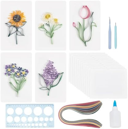 WEBEEDY 20 Sets Paper Quilling Kits for Beginners DIY Flowers Quilling Card Making Kits with 36 Colors Strips, 20 Cards, Paper Quilling Tools and Supplies Home Room Wall Art Decor Creative Gift by WEBEEDY