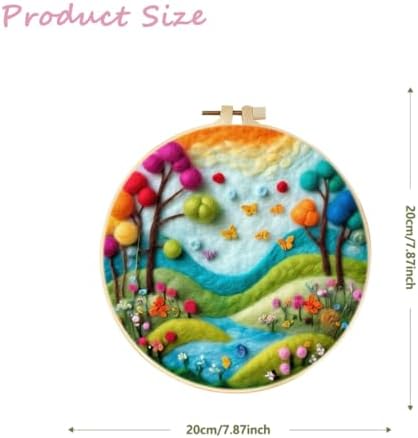 CaptainCrafts DIY Needle Felting Starter Kit with Picture Hoop, Foam Pad Felt Cloth Instructions for Home Decoration Beginner Art Craft (River Garden) - Image 2