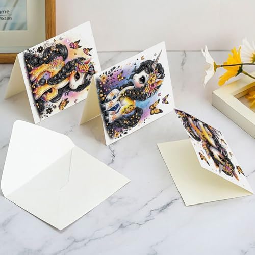 jinglinhh 6pcs Unicorn Butterfly Diamond Art Painting Greeting Cards with Envelopes, DIY Card Making Kits for Adults, Diamond Art Postcards Holiday Cards Craft Gifts - Image 7