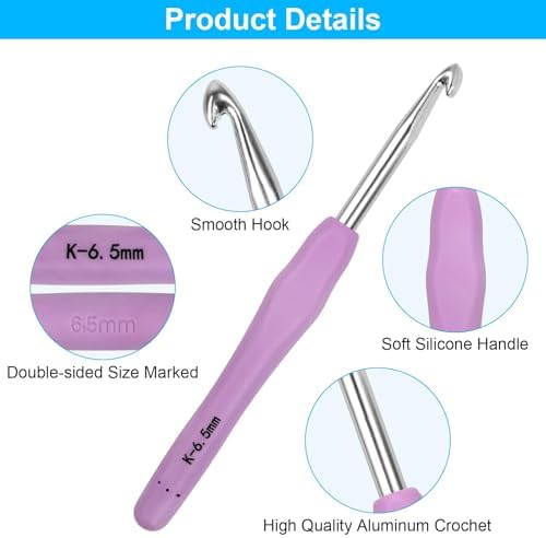 Crochet Hooks 14 Sizes Crochet Hook Set, 53 Pack Yarn Crochet Kit for Beginners, Knitting Needles with Ergonomic Handles for Arthritic Hands, Crochet Needle Kit with Blue Case for Crocheters - Image 3