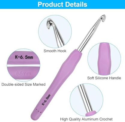 Crochet Hooks 14 Sizes Crochet Hook Set, 53 Pack Yarn Crochet Kit for Beginners, Knitting Needles with Ergonomic Handles for Arthritic Hands, Crochet Needle Kit with Blue Case for Crocheters - Image 3