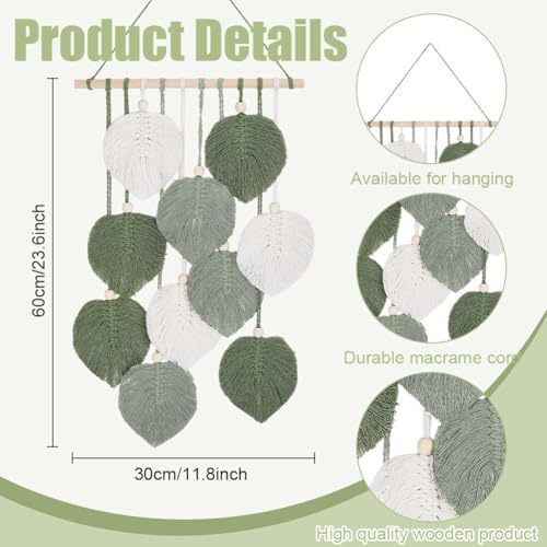 ORIGACH DIY Macrame Wall Hanging Leaves Decor Kit for Beginners Adults, Boho Farmhouse Easy Macrame Leaves Wall Tapestry kit for Home Living Room Bedroom - Image 3