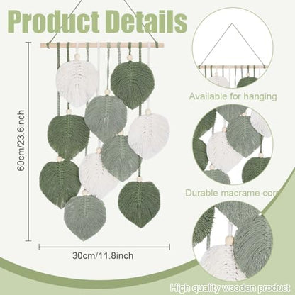 ORIGACH DIY Macrame Wall Hanging Leaves Decor Kit for Beginners Adults, Boho Farmhouse Easy Macrame Leaves Wall Tapestry kit for Home Living Room Bedroom - Image 3