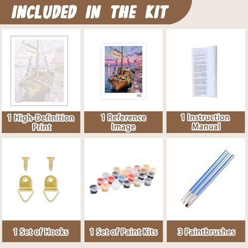 XTCIXAL Paint by Numbers Kit for Adults, Sailboat, 16X20 Inch - Image 5