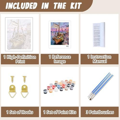 XTCIXAL Paint by Numbers Kit for Adults, Sailboat, 16X20 Inch - Image 5