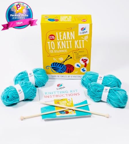 CraftLab Knitting Kit - Beginner Knitting Supplies with Wool Yarn, Needles, Instructions, DIY Gift - Image 2