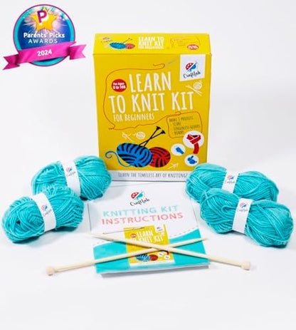CraftLab Knitting Kit - Beginner Knitting Supplies with Wool Yarn, Needles, Instructions, DIY Gift - Image 2