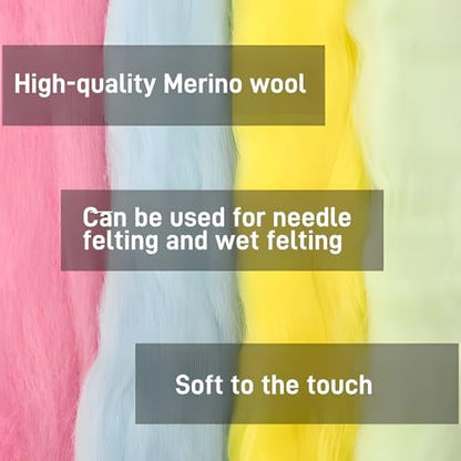 Catopia Wool Roving Yarn, 100G/3.53OZ Soft Felting Wool Pure Chunky Roving Yarn Bulk for Needle Felting Knitting Blanket Spinning Weaving DIY Craft (Lemon-Yellow) - Image 2