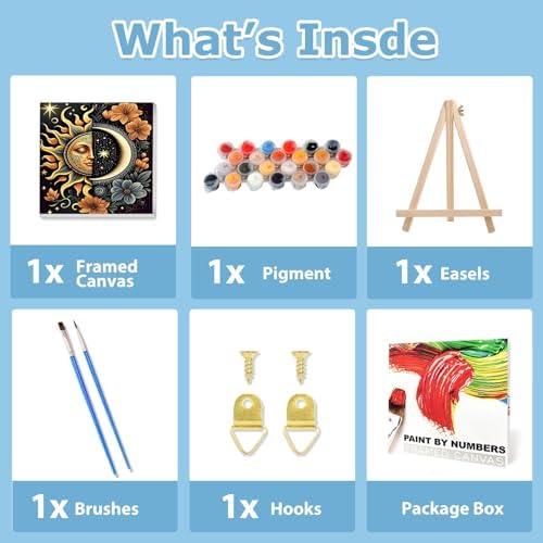 Moon Paint by Numbers Kit for Adults Beginner, Sun Paint by Numbers 10x10 - Image 4