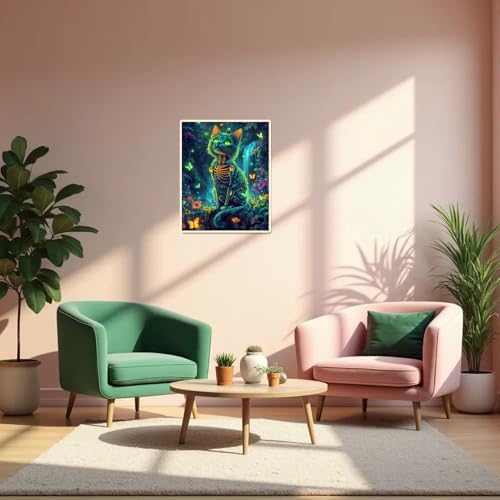 obterie Cat Paint by Numbers Kit for Adults Beginner Skeleton Oil Painting Kit Adult Paint by Number Kits on Canvas DIY Painting for Beginners Art by Numbers for Gifts Home Wall Decor 16x20 Inch - Image 5