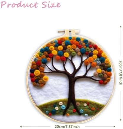 CaptainCrafts Needle Felting Kit, Wool Felt Supplies, Embroidery Hoops, Wool Painting Tools Needle Felting Starter Kit for DIY Decoration (Colourful Joy Tree) - Image 2