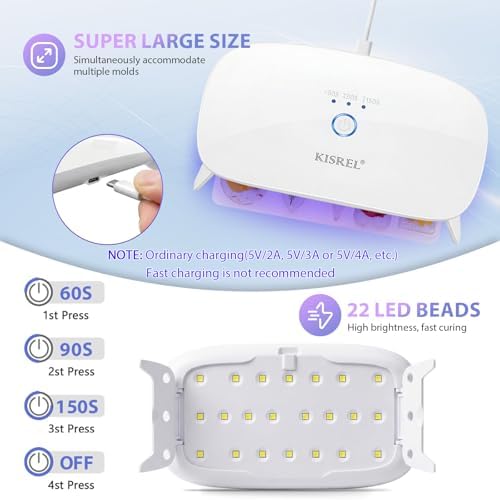 KISREL 200g UV Resin Kit with Light, Big 22 LED Beads Fast Curing Resin - Image 4