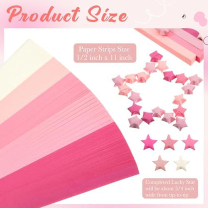Kigeli 1000 Sheets Paper Strips Foil Star Glitter Origami Stars Shiny Origami Paper for DIY Crafts Weaving Projects (Pink,Solid Style) - Image 2