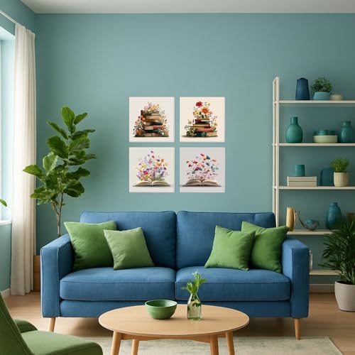 Banket 4 Pack Framed Paint By Numbers Kit for Adults Beginner Book Adult Paint By Number Kits on Canvas Flowers Painting By Numbers for Adults with Frame DIY Painting Kits for Home Wall Art 8x8 Inch - Image 5