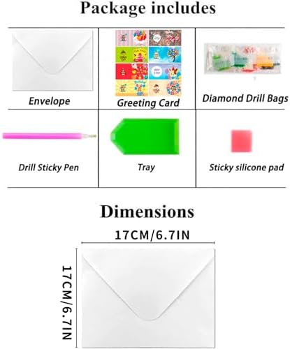 Diamond Art Painting Happy Birthday Cards, 8 Packs 5D Diamond Greeting Cards Kits for Adults DIY Diamond Art Birthday Cards with Envelopes Birthday Gifts for Families, Friends, Partners - Image 3