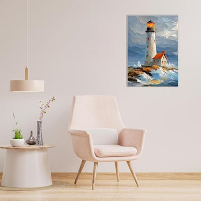 MAXBYE Lighthouse Framed Paint by Numbers Kits for Adults with Wooden Easel, Easy DIY Adult Paint by Number Kits on Canvas, Paintings Kit for Beginners Gift Home Wall Garden Decor 10×14 Inch - Image 5