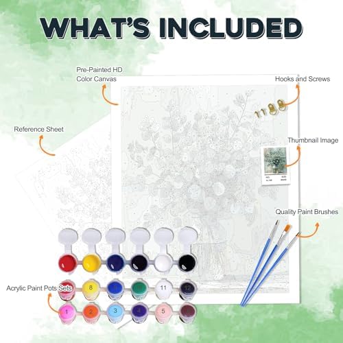 PHANTASYART Eucalyptus Flowers Paint by Numbers Kit for Adult 16x20inch - Image 5