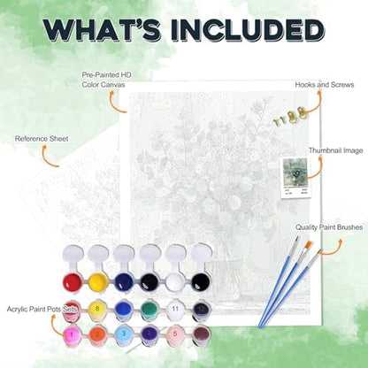 PHANTASYART Eucalyptus Flowers Paint by Numbers Kit for Adult 16x20inch - Image 5