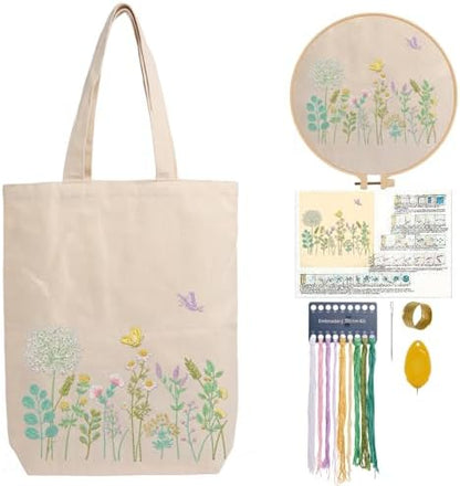 CREAWONDER Canvas Tote Bag Embroidery Kit with Pattern for Beginners, Arts and DIY Embroidery Crafts Kits for Adults, Include Instructions, Embroidery Hoops, Color Threads and Tool by Unknown