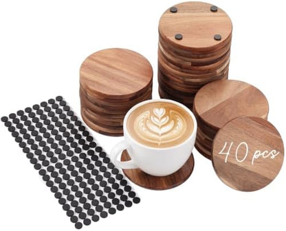 Meanplan 40 Pcs Blank Wooden Coasters, 4 x 4 x 0.28 Inch, Round, Brown by Meanplan