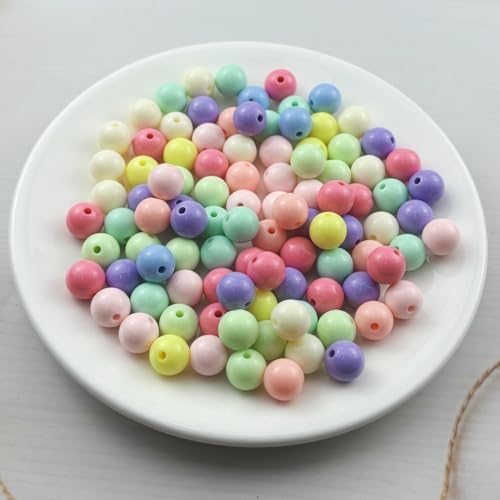 100pcs Acrylic Round Beads for Crafts 12mm Resin Candy Color Spacer Beads with Hole for Jewelry Making Sewing Crafts Decoration Necklaces Bracelets Earrings Supplies(Light Mix Colors) - Image 2