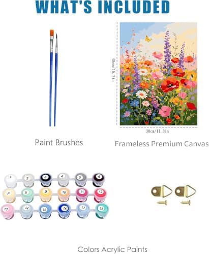 YOLENIX Flowers Paint by Numbers Kit for Adults Beginner (Without Frame) - Image 5