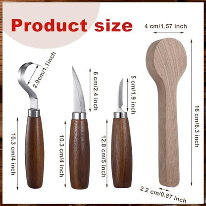 Gisafai 15 Pcs Spoon Carving Kit, Wood Whittling Kit, Spoon Blank and Knife - Image 2