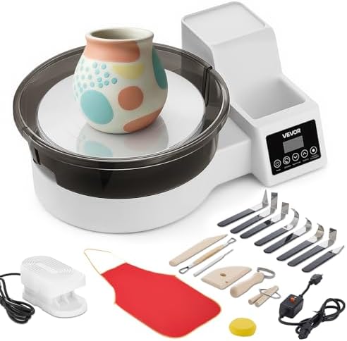 VEVOR Pottery Wheel for Adults, 11" Aluminum Turntable, 450W Electric Table Top Pottery Wheel with Foot Pedal, 30-300 RPM Adjustable Speed, Detachable Basin, for Beginners, DIY Clay Art Craft, White by VEVOR