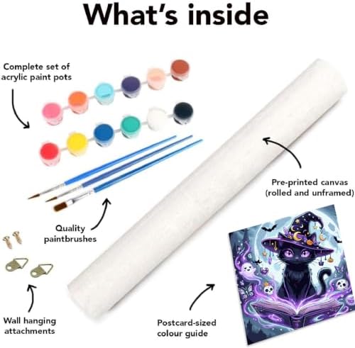 Clendo Magic Cat Paint by Numbers Kit for Adults - Halloween Adult Paint by Number Kits on Canvas Without Frame for Beginner, Oil Painting by Numbers Kit for Gift Home Wall Decor 16x20 Inch - Image 3