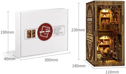 DIY Ancient Library Book Nook Kit, Wooden 3D Puzzle with LED Light, Miniature Bookshelf Model, Cultural Decor for Adults, 411 Pieces (Ancient Library) - Image 2