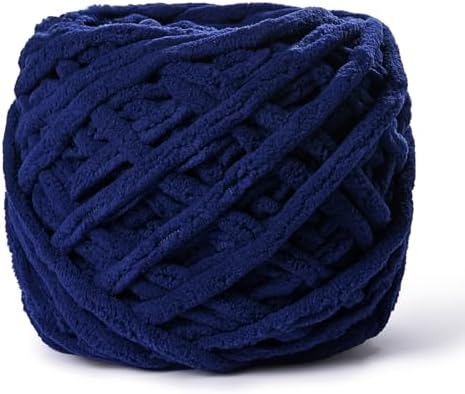 Plush Chenille Chunky Yarn 100g (49.2yd) - Fluffy Velvet Yarn Crochet for Blanket Knitting and Crocheting - Baby Yarns for Crocheting Soft - Amigurumi Yarns (Navy Blue) by OMoiut