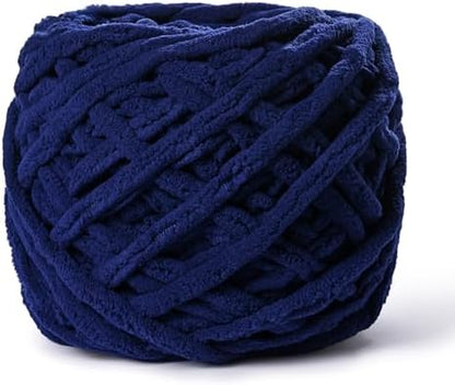 Plush Chenille Chunky Yarn 100g (49.2yd) - Fluffy Velvet Yarn Crochet for Blanket Knitting and Crocheting - Baby Yarns for Crocheting Soft - Amigurumi Yarns (Navy Blue) by OMoiut
