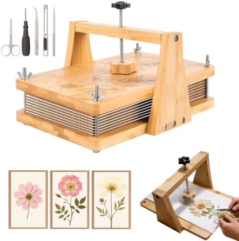 DecorYc 11"x7" Large Wooden Flower Press, DIY Pressed Flower Craft Kit by DecorYc