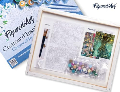 Figured'Art Paint by Numbers for Adults with Frame Fairy Tree 16"x20" - Craft Art Painting DIY Kit Canvas Already Stretched on a Wooden Frame - Image 5