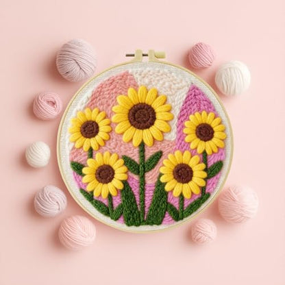 ZuoAnLF Punch Needle Kit for Beginners and Adults, DIY Easy Sunflower Punch Needle Set, Includes Pattern, Tools, Yarn, Embroidery Hoop and Instructions, for Creating Punch Needle Artworks - Image 4
