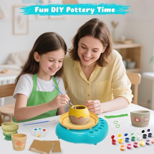 Pottery Wheel for Kids with Air Dry Clay Kit, 12 Paints & Tools, Ages 6-12 - Image 5