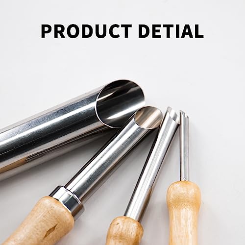 4 Pack Stainless Steel Circular Clay Hole Cutters, Wooden Handle Clay Tools for Drilling and Sculpture, Pottery Tools and Supplies - Image 3