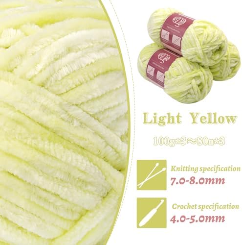LUNARM Chenille Yarn 3 Pack 3.5oz Chunky Blanket Velvet Yarn 263 Yard - Image 3