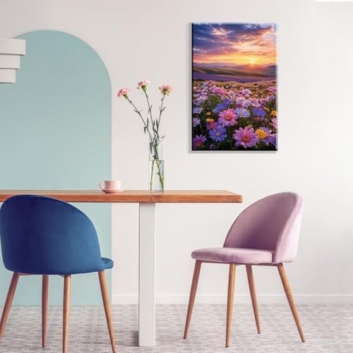 JOOZ Flowers Paint by Numbers Kit for Adults with Frame, Sunset Mountain Paint by Number with Easel, DIY Adult Paint by Number Kits on Canvas Landscape for Home Wall Decor 8 x 12 Inch - Image 5