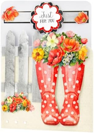 Katy Sue Wonderful Wellington Boots (Rubber Boots) Card Making Kit. 8 Shaped Cards, 2 Sheets of Die Cut Decoupage, 8 Envelopes, Adhesive Pads, & Instructions. for Card Making Supplies & Papercrafting - Image 5
