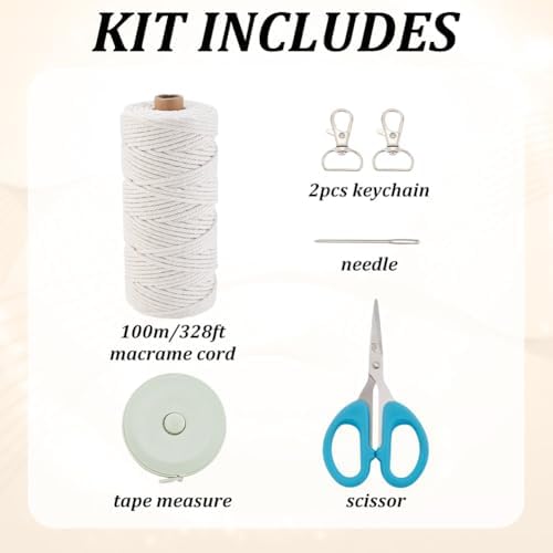 WEBEEDY DIY Macrame Bag Making Kit for Adults Beginners White Boho Cross Body Bag Kit with 109 Yards 3mm Macrame Cord, Video Tutorials, Handmade Purse Making for Holiday Birthday Gift Beach Decor - Image 2
