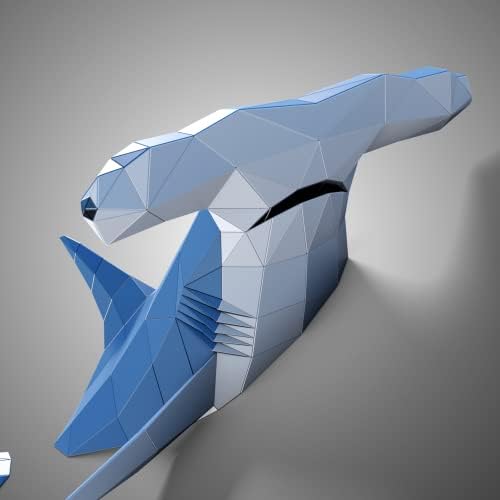 Hammerhead Shark 3D Paper Sculpture - Pre-cut DIY Kit | Handmade Wall Decor, Low Poly Animal Figurine | All Accessories Included, Ideal Gift for Teens - Image 5