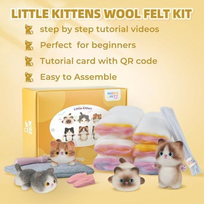 MOREJMTT Needle Felting Kit,6Pieces Cats Making Wool Needle Felting Starter Kit with Instruction,Felting Kits for Beginners Adult,Needle Felting kit Beginner,Wool Felting kit(6 Pack Cats) - Image 7