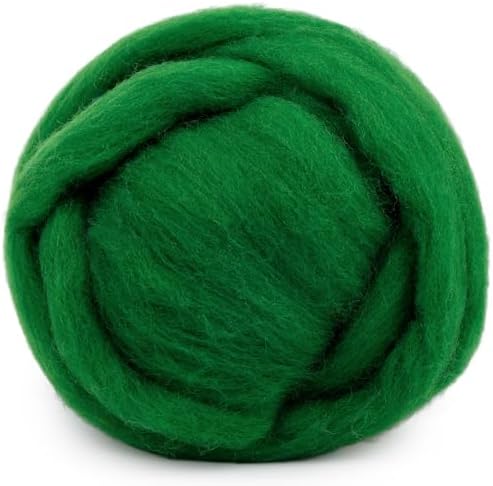 Mayboos 1.76oz Green Natural Wool Roving, Needle Felting Wool by Mayboos